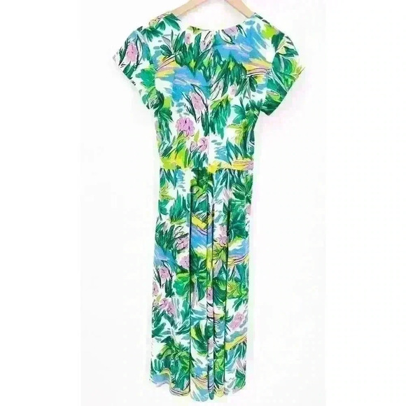 Vintage 90s Carol Anderson Maxi Dress Tropical Floral Cruise Summer Modest 3/4 - Picture 7 of 12